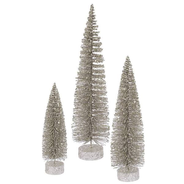 12" 16" 20" Champagne Glitter Oval Tree Set