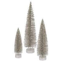 Vickerman 12" 16" 20" Champagne Glitter Oval Tree Set
