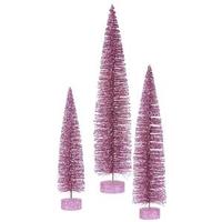 Vickerman 24" 30" 36" Orchid Glitter Oval Tree Set