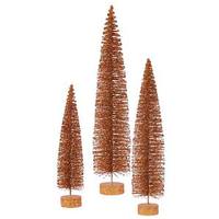 Vickerman 24" 30" 36" Copper Glitter Oval Tree Set