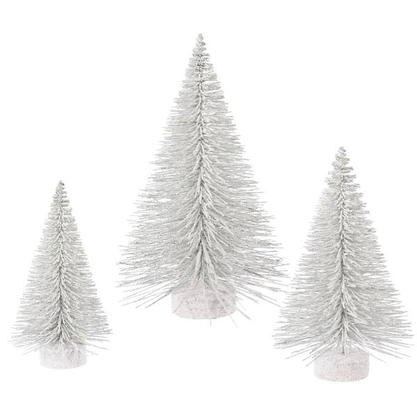 16" 20" 24" White Snow Fat Cone Tree Set