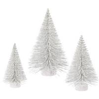 Vickerman 16" 20" 24" White Snow Fat Cone Tree Set