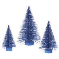 Vickerman 16" 20" 24" Blue Glitter Fat Cone Tree Set