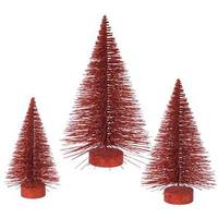 Vickerman 16" 20" 24" Red Glitter Fat Cone Tree Set
