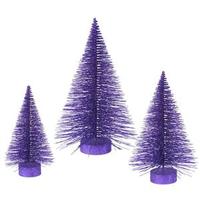 Vickerman 16" 20" 24" Purple Glitter Fat Cone Tree Set
