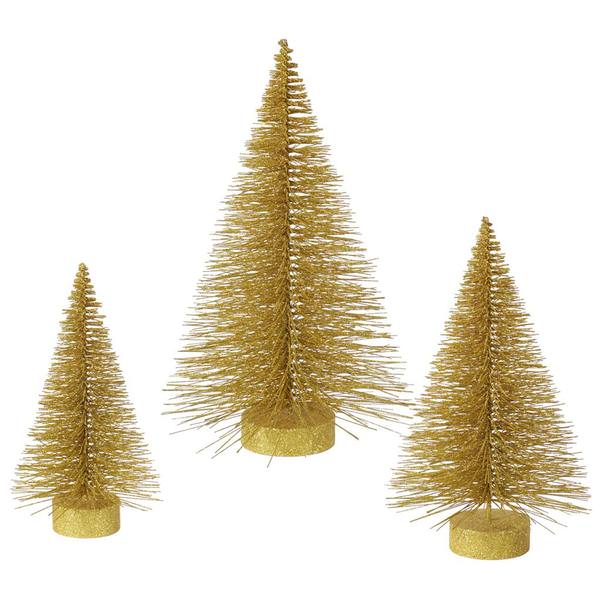 16" 20" 24" Gold Glitter Fat Cone Tree Set