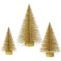 Vickerman 16" 20" 24" Gold Glitter Fat Cone Tree Set