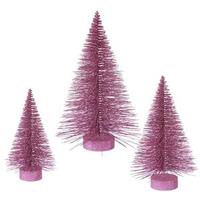 Vickerman 16" 20" 24" Orchid Glitter Fat Cone Tree Set