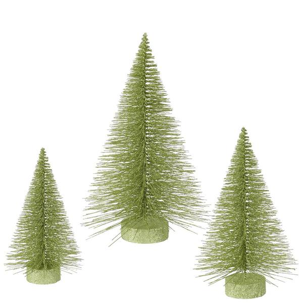 16" 20" 24" Lime Green Glitter Fat Cone Tree Set
