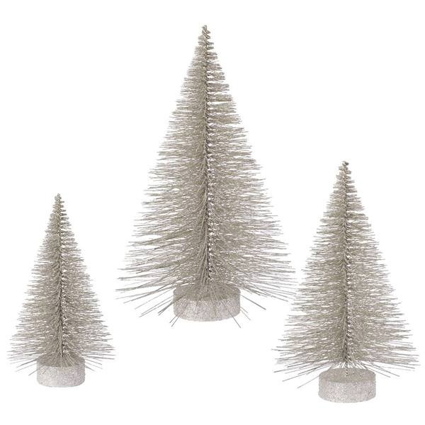 16" 20" 24" Champagne Glitter Fat Cone Tree Set