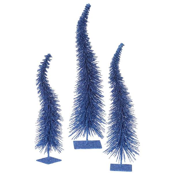 12" 14" 16" Blue Glitter Curved Tree Set