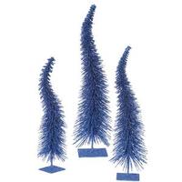Vickerman 12" 14" 16" Blue Glitter Curved Tree Set