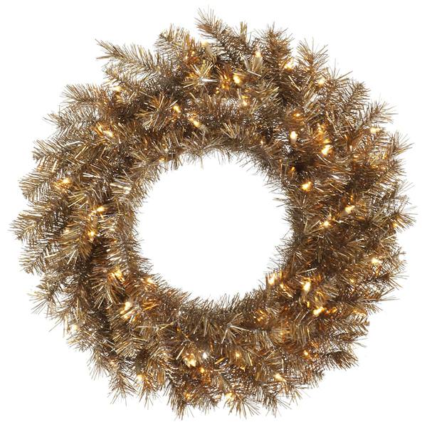 24" Artificial Metal Mix Tinsel 50 Clear DuraLit Miniature Lights