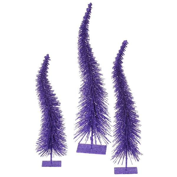 12" 14" 16" Purple Glitter Curved Tree Set