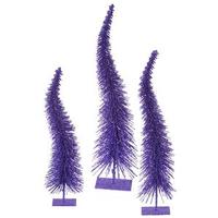 Vickerman 12" 14" 16" Purple Glitter Curved Tree Set