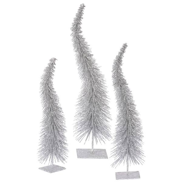 12" 14" 16" Silver Glitter Curved Tree Set