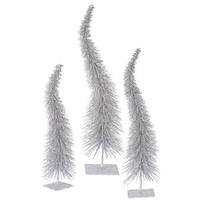 Vickerman 12" 14" 16" Silver Glitter Curved Tree Set