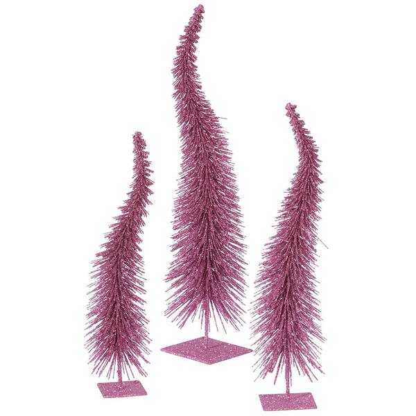 12" 14" 16" Orchid Glitter Curved Tree Set