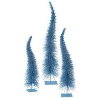 Vickerman 12" 14" 16" Turquoise Glitter Curved Tree Set