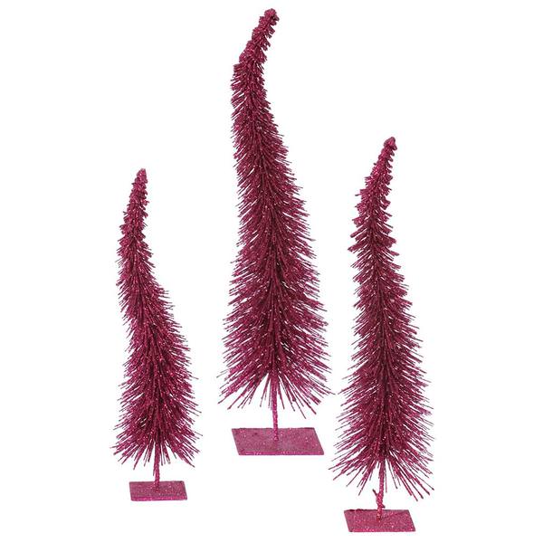 12" 14" 16" Dark Mauve Glitter Curved Tree Set