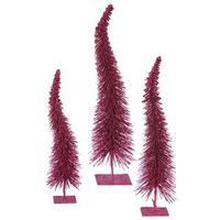 Vickerman 12" 14" 16" Dark Mauve Glitter Curved Tree Set