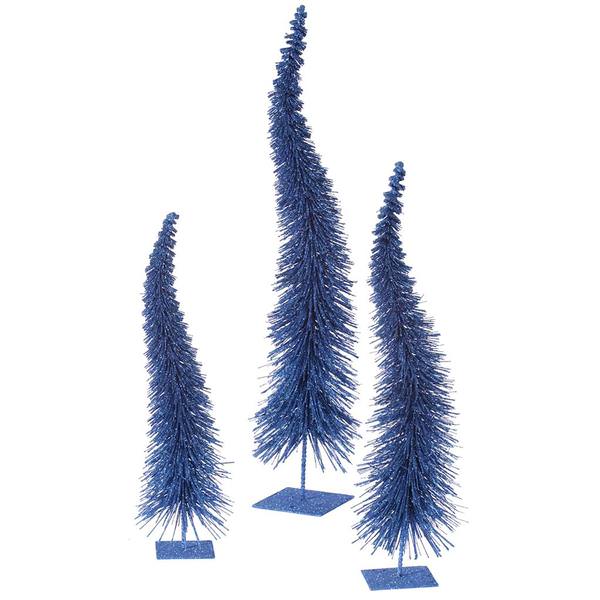 18" 22" 26" Blue Glitter Curved Tree Set