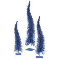 Vickerman 18" 22" 26" Blue Glitter Curved Tree Set
