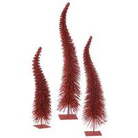 Vickerman 18" 22" 26" Red Glitter Curved Tree Set