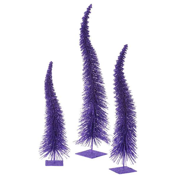 18" 22" 26" Purple Glitter Curved Tree Set