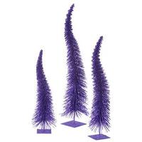 Vickerman 18" 22" 26" Purple Glitter Curved Tree Set