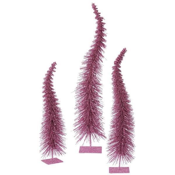 18" 22" 26" Orchid Glitter Curved Tree Set