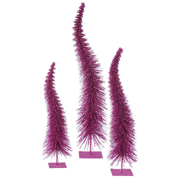 18" 22" 26" Magenta Glitter Curved Tree Set