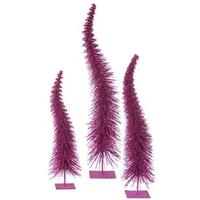Vickerman 18" 22" 26" Magenta Glitter Curved Tree Set