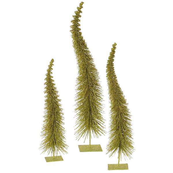 18" 22" 26" Olive Glitter Curved Tree Set