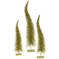 Vickerman 18" 22" 26" Olive Glitter Curved Tree Set