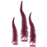 Vickerman 18" 22" 26" Dark Mauve Glitter Curved Tree Set