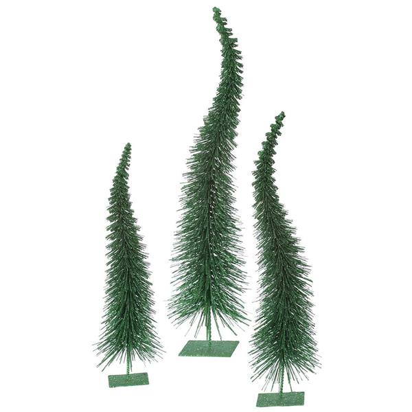 18" 22" 26" Emerald Glitter Curved Tree Set