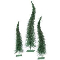 Vickerman 18" 22" 26" Emerald Glitter Curved Tree Set