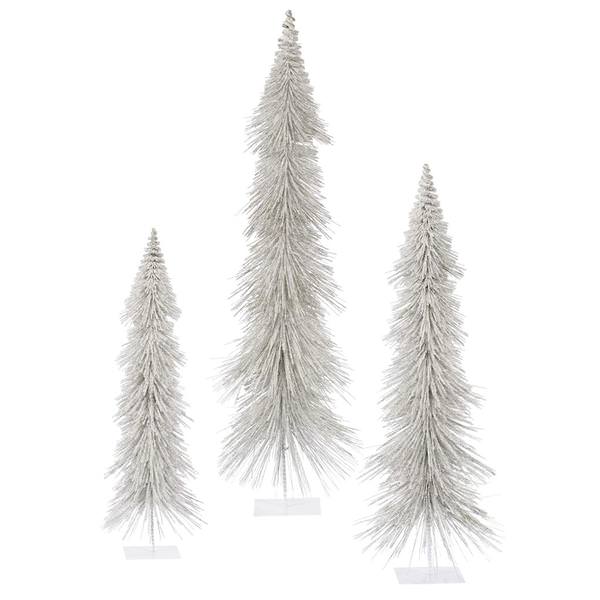 24" 30" 36" White Snow Layered Tree Set