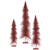 Vickerman 24" 30" 36" Red Glitter Layered Tree Set