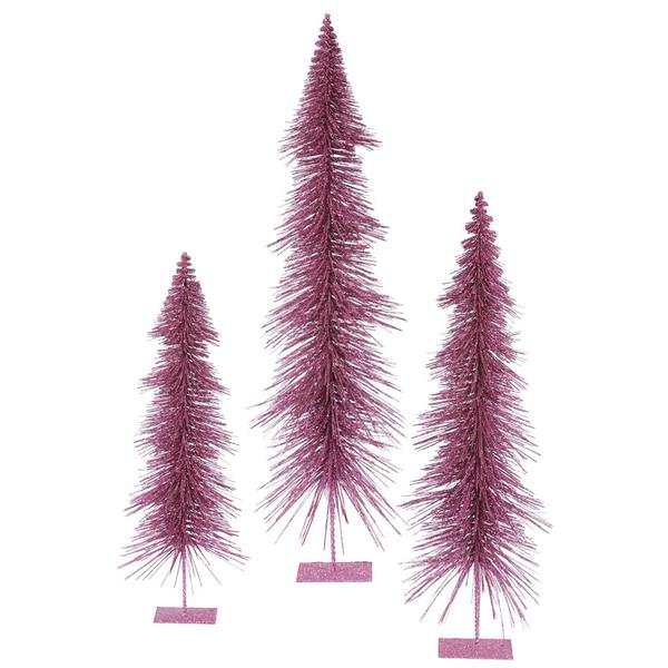 24" 30" 36" Orchid Glitter Layered Tree Set