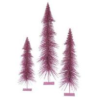 Vickerman 24" 30" 36" Orchid Glitter Layered Tree Set