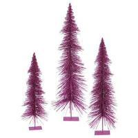 Vickerman 24" 30" 36" Magenta Glitter Layered Tree Set