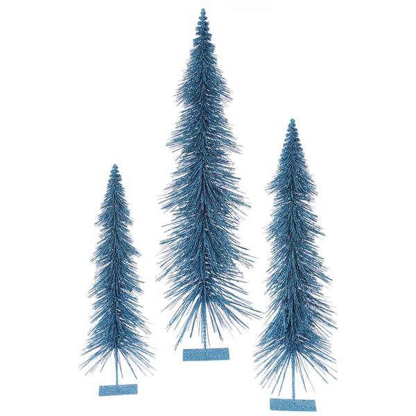24" 30" 36" Turquoise Glitter Layered Tree Set