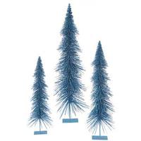 Vickerman 24" 30" 36" Turquoise Glitter Layered Tree Set
