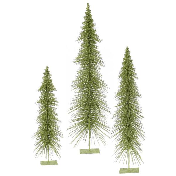 24" 30" 36" Lime Green Glitter Layered Tree Set