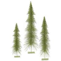 Vickerman 24" 30" 36" Lime Green Glitter Layered Tree Set