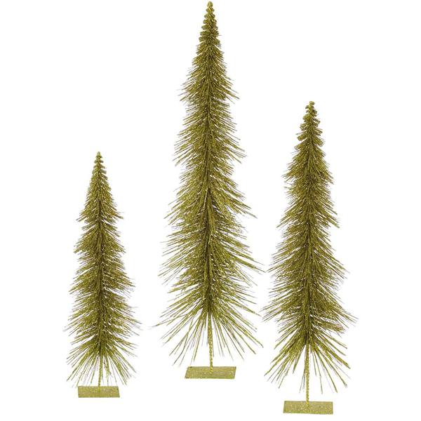24" 30" 36" Olive Glitter Layered Tree Set
