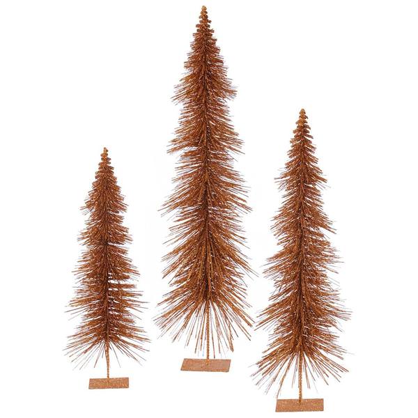 24" 30" 36" Copper Glitter Layered Tree Set
