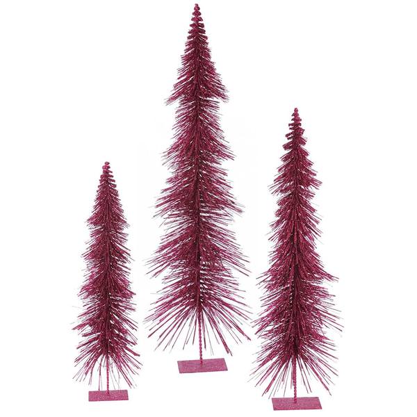 24" 30" 36" Dark Mauve Glitter Layered Tree Set